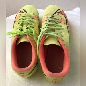 Nike Mercurial Soccer Shoes Lime Green and Coral Sneakers